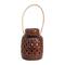 Handmade Reactive Glaze Terra-cotta Lantern With Cut-Outs & Rattan Wrapped Handle